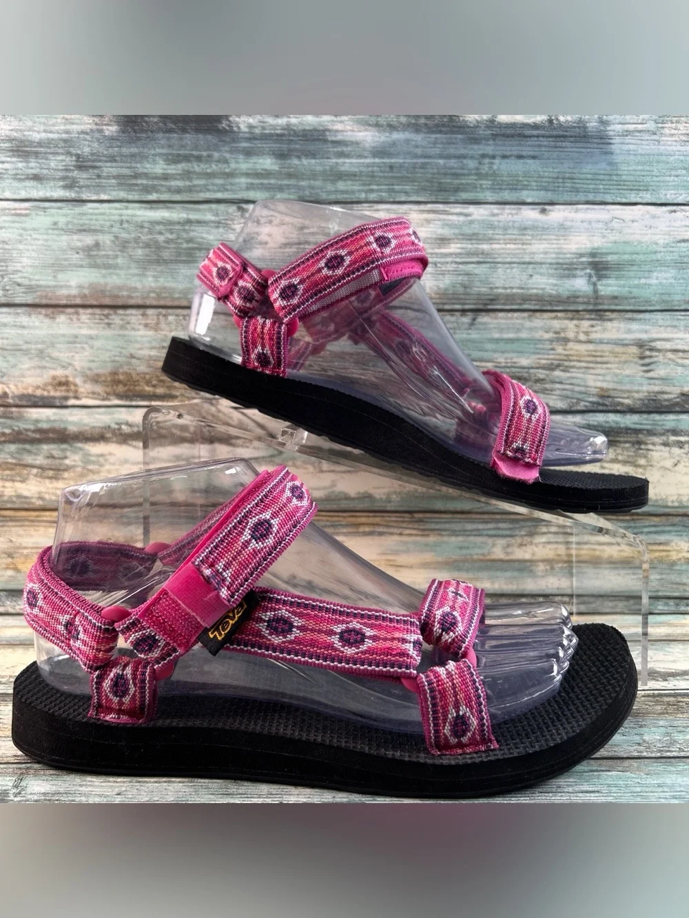 Teva Original Universal Strappy Sandals Womens 7 Pink Nylon Adjustable Straps